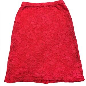 Anthropologie Maeve Alva in Red Floral Lace Pencil Skirt Size Medium
